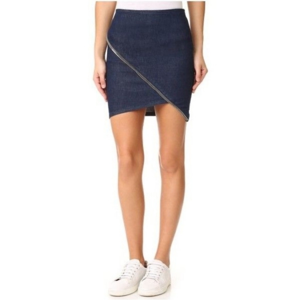 RtA Blue Denim Asymmetrical Mini Skirt Size 8